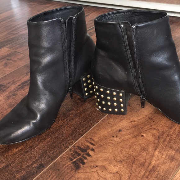 Black Maiden Lane studded Leather Booties - Picture 2 of 4